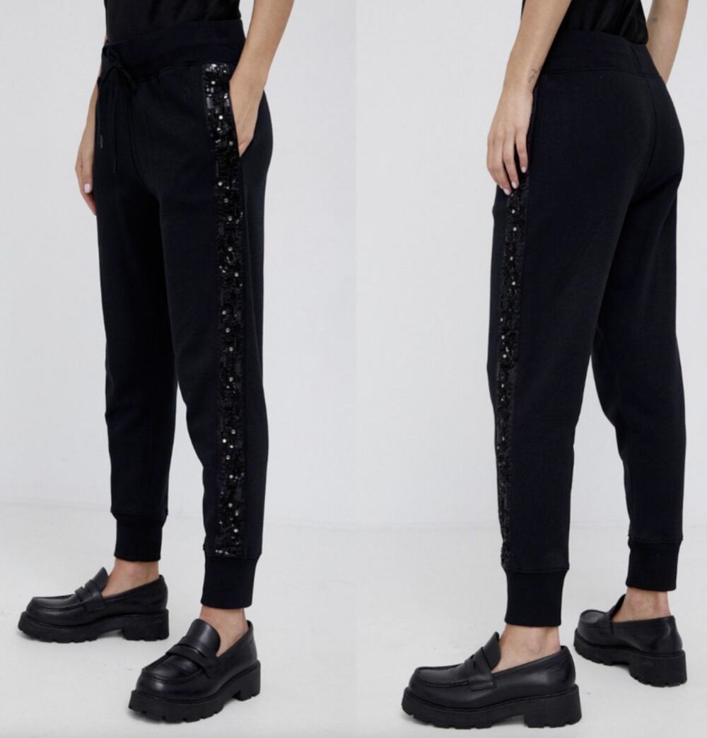 POLO RALPH LAUREN Beaded Embellished Jogger Sweatpants Black Sz M {3Z14}